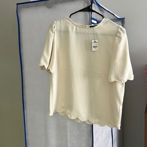 slightly cropped express blouse with scalloped hem